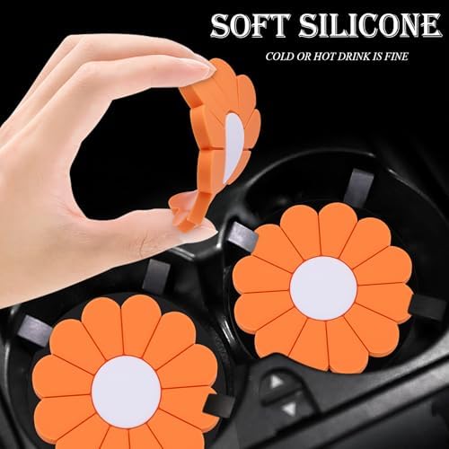 2-Pack Car Cup Holder Coaster Inserts, Daisy Shape, 2.75 Inch Non-Slip Silicone - Image 4