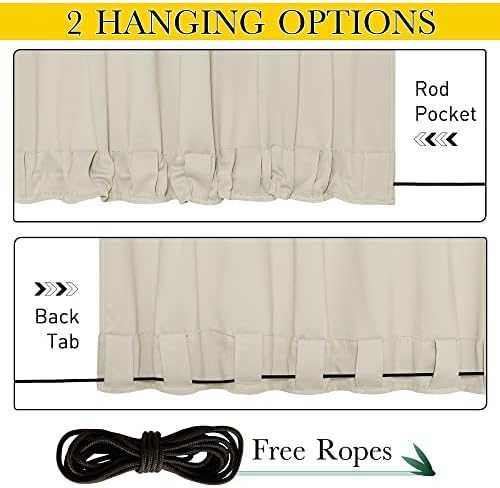 NICETOWN Patio Curtains Outdoor Waterproof W100 x L95 in Beige 2 PCs - Image 2