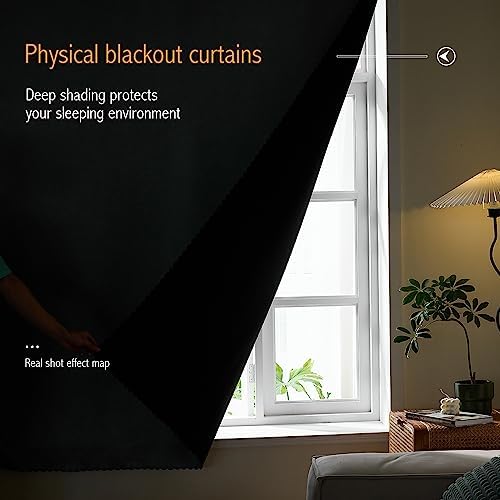 AJAZZ 100% Blackout Self Adhesive Curtains Small Window Short Temporary Black - Image 2
