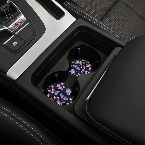 Purple Butterfly Steering Wheel Cover + 2 Cute car Butterflies Coasters - Image 5