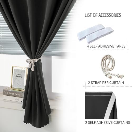 Adhesive Blackout Curtains- Self Stick Shades Window Blinds Curtains No Rod - Image 2