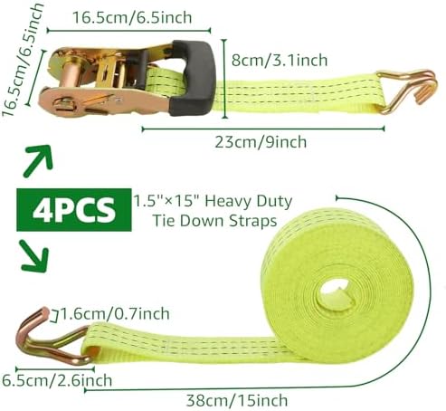 4 Pack 1.5 Inch x 20 ft Ratchet Straps - Image 2