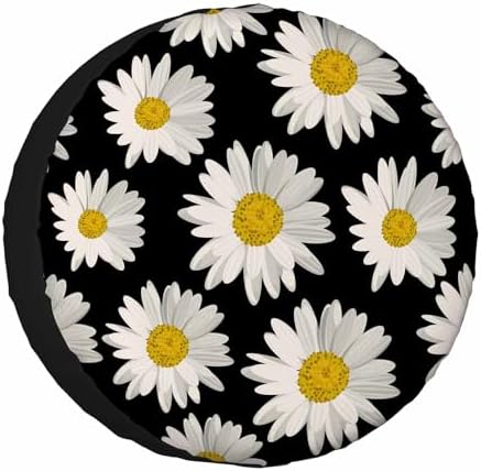 White Daisies Spare Tire Cover Wheel Covers by NOMEDOGYIM
