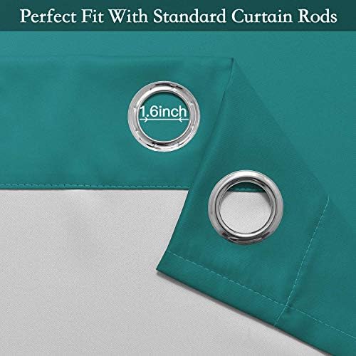 SimpleHome Ombre Teal to Grey White Curtains - Image 4
