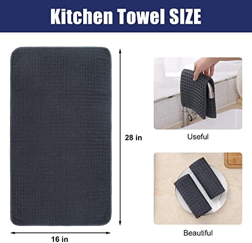 Homaxy Microfiber Waffle Weave Kitchen Towels, 4 Pack, Dark Grey - Image 2