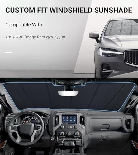 Pigenius Windshield Sun Shade for Dodge Ram 2500/3500 2010-2018 Custom Front - Image 2