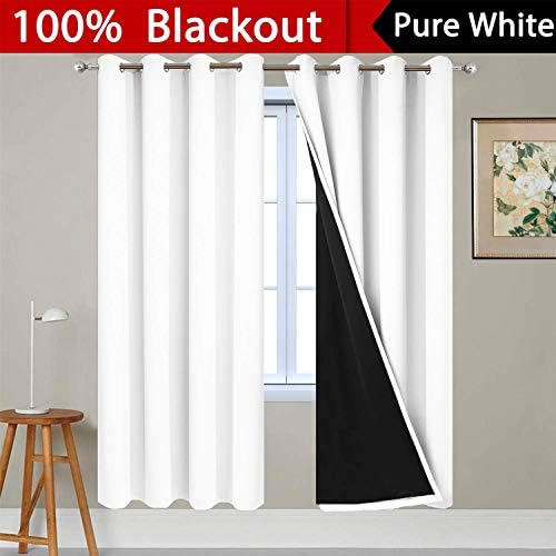 Yakamok Pure White 100% Blackout Curtains 72 Inches Long 52" Wide 2 Panel - Image 2