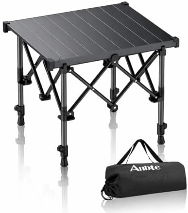 Anbte Roll Up Camping Table, Adjustable Height Max 27.5", 20” x 16” by Anbte