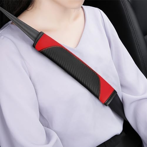 Osilly 2PCS Carbon Fiber Leather Seat Belt Shoulder Pads - Image 5