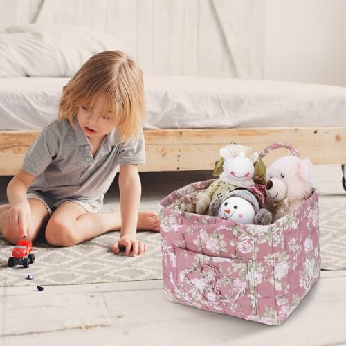 Storage Basket Boho Fabric Large Collapsible Floral Laundry Nursery Hamper - Image 2