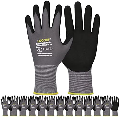 LOCCEF MicroFoam Nitrile Coated Safety Work Gloves by LOCCEF