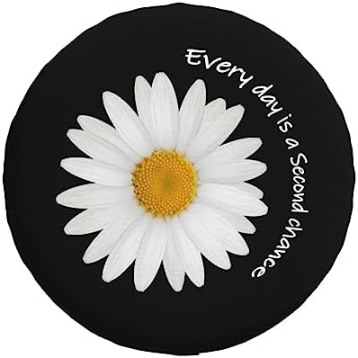 White Daisy Quote Spare Tire Cover by TZBVTAU