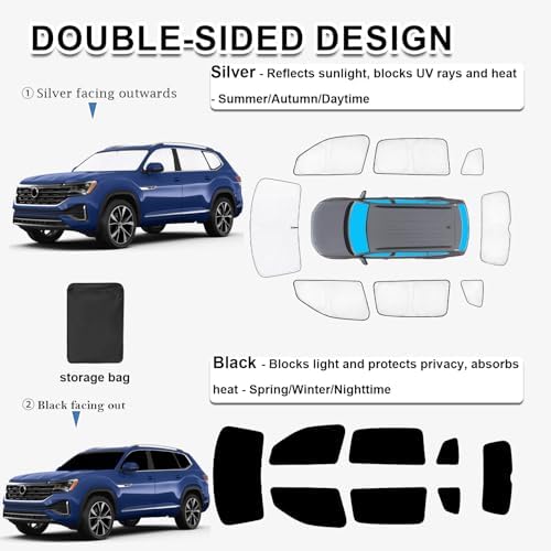 KMF 8pcs Sun Shades for Volkswagen VW Atlas 2018-2025 2026 Accessories - Image 5