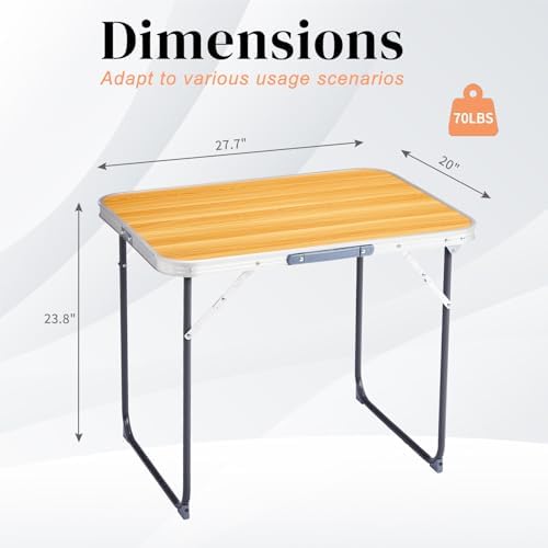 2.0 Ft Folding Portable Camping Table Yellow - Image 3