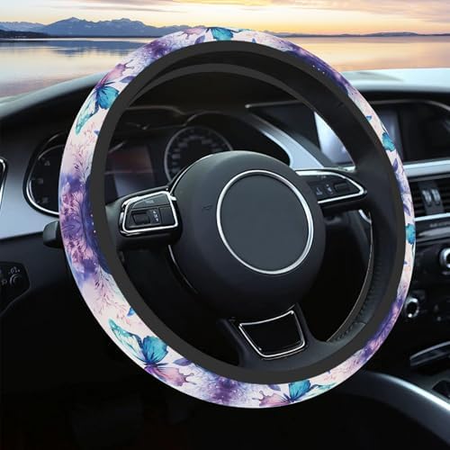 Purple FlowerSteering Wheel Cover Neoprene Material Most Cars Men&Women by KeepCarTidy