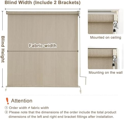AOSKY Outdoor Roller Shades for Porch Privacy, Cordless Patio Roll Up Blinds - Image 3