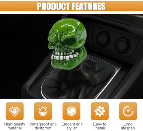 Skull Car Gear Shift Knob, Resin Shifter Lever Handle - Image 3