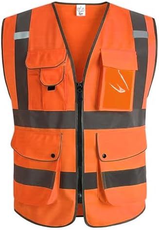 XIAKE 9 Pockets Class 2 High Visibility Reflective Safety Vest by XIAKE