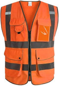 XIAKE 9 Pockets Class 2 High Visibility Reflective Safety Vest by XIAKE