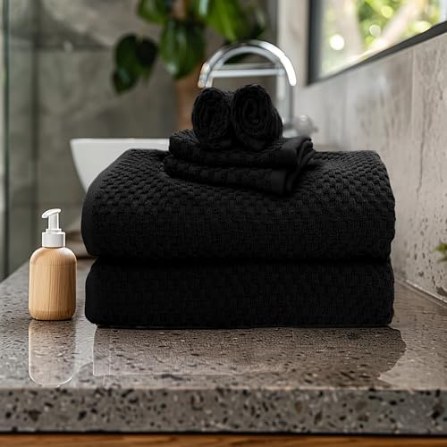 COTTON CRAFT Euro Spa Waffle Weave 6 Piece Towel Set - Image 2