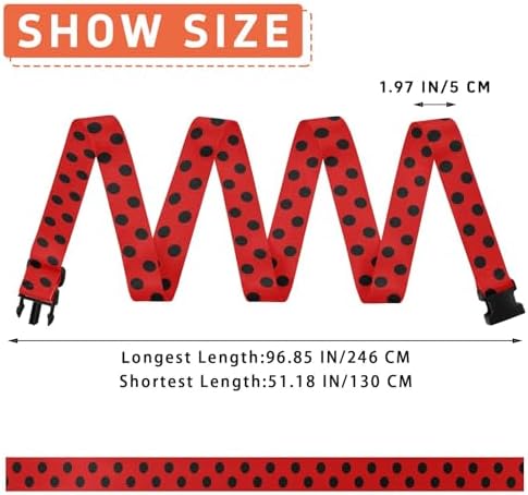Red Black Polka Dot Luggage Straps - Image 3