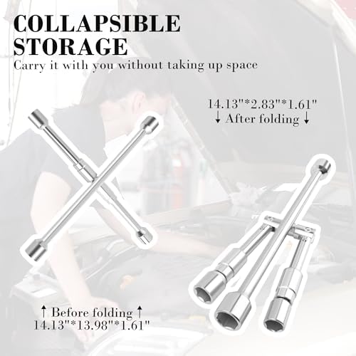 Stacool 14-Inch Foldable 4 Way Lug Wrench, Cross Lug Nut Removal Tool/Tire - Image 4