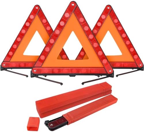 FLKQC Warning Triangles Safety Emergency Kit, Foldable Reflective Kits by FLK+Tech