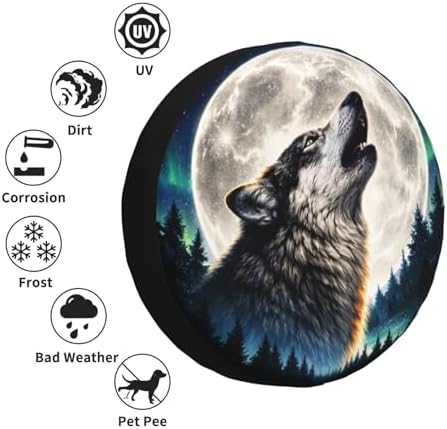 Wolf Spare Tire Cover Weatherproof Wheel Protectors Universal Wheel Covers - Image 5