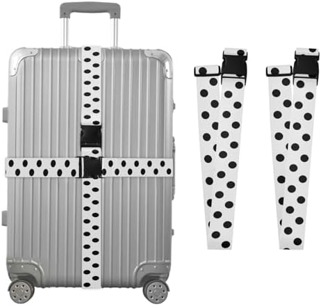 Polka Dots Black White Luggage Straps by Unknown