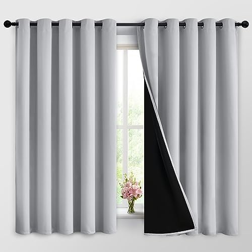 Yakamok Light Grey 100% Blackout Curtains 63 Inches Long 62" Wide 2 Panel by Yakamok