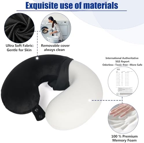 SAIREIDER Travel Pillow 100% Pure Memory Foam Travel Neck Pillow, Airplane - Image 4