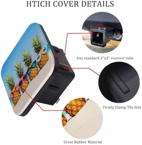 Tow Hitch Covers Pineapples, Funny Pineapples Sunglasses Beach Sand Ocean Sea - Image 3