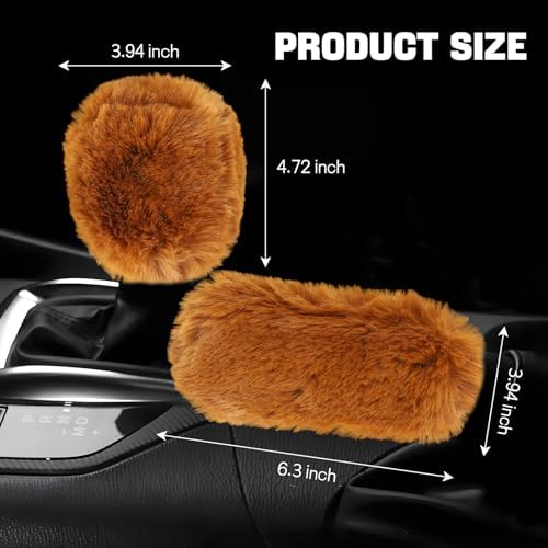 Hovom 2PCS Fluffy Car Gear Shift Knob Cover & Handbrake Cover - Image 2