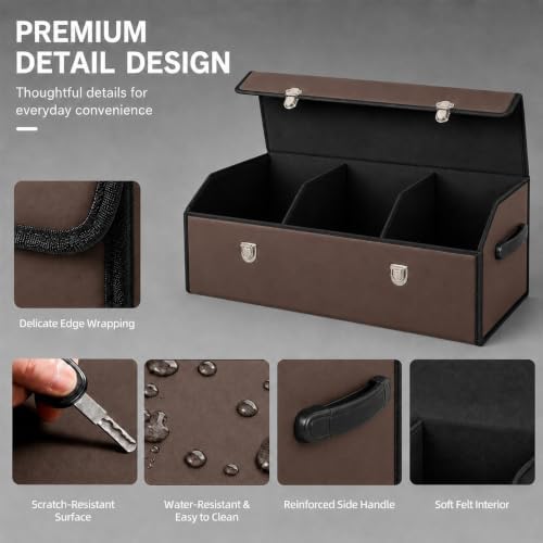 Car Trunk Organizer with Lid, Foldable Faux Leather Storage Box - Image 5