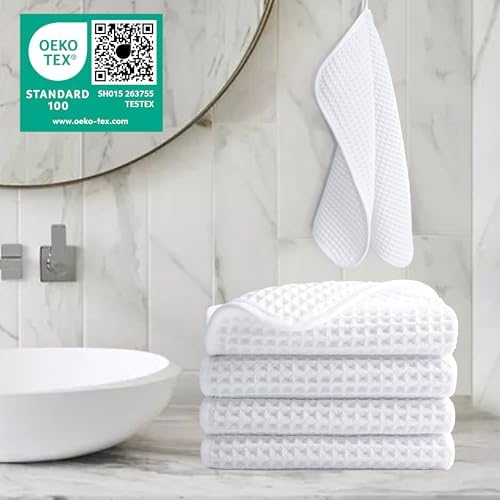 POLYTE 430 GSM Poly Blend Microfiber Waffle Wash Cloth Face Towel, 13x13 in - Image 5