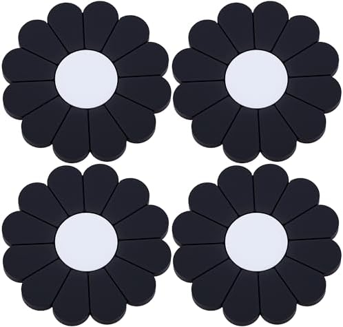 4-Pack Car Cup Holder Coaster Inserts, Daisy Shape, 2.75 Inch Non-Slip Silicone by MEAJOO
