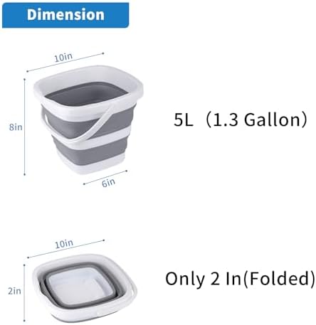 Collapsible Bucket, 5L 1.3Gallon Small Cleaning Mop Buckets - Image 2