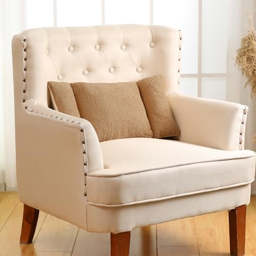 Queekay Fleece Lumbar Support Pillow 3 Section Back Pillow, Light Tan - Image 3