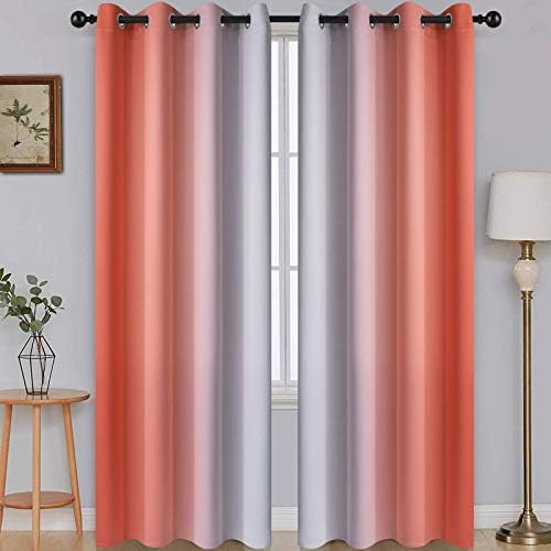 SimpleHome Ombre Coral to Grey White Curtains by SimpleHome