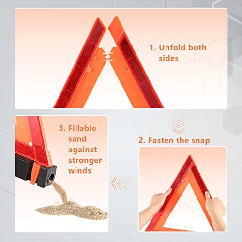 WORKKOOL Safety Triangles DOT Approved, Standard Warning Triangles Enmergency - Image 3