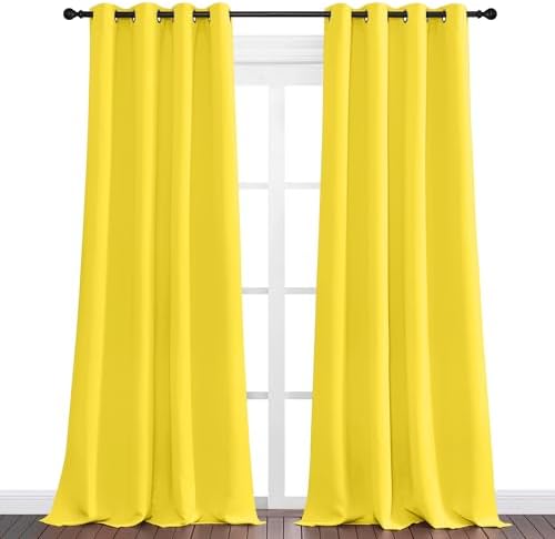 NICETOWN Bright Yellow Curtains 102" Long - Image 2