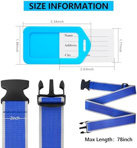 Luggage Straps and Tags Set for Suitcase, 4 Vibrant Color Straps and 4 Tags - Image 2