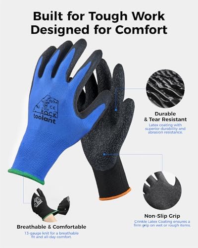 toolant Crinkle Latex Work Gloves, 12 Pairs - Image 2