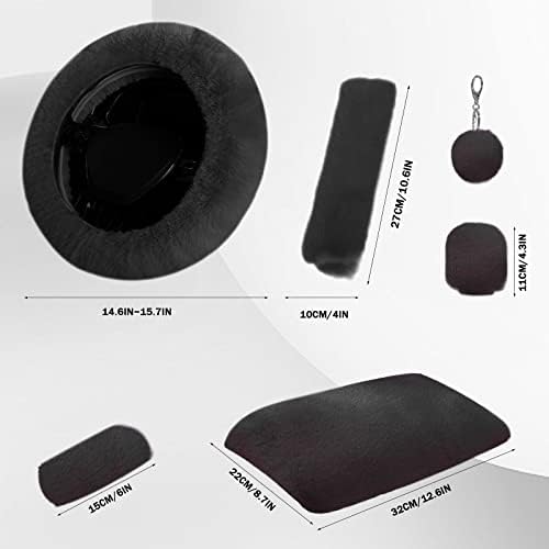 7PCS Set car Interior Aesthetic Accessories, Fluffy 15 inch Steering Wheel Cover - Image 7