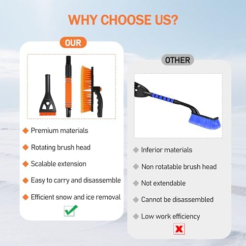 Snow Brush Ice Scrapers 30.7" for Car Windshield Detachable Snow Scrapers - Image 5