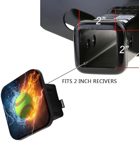 Swono Baseball Trailer Hitch Covers, Sport Softball Baseball On Fire and Water - Image 3