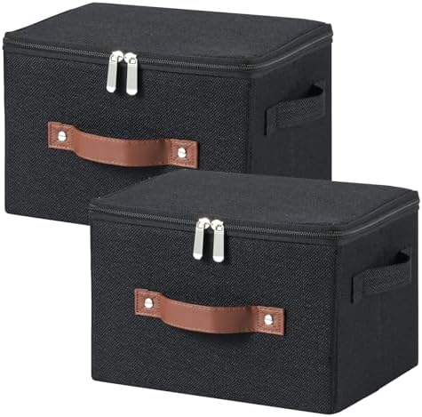 2PCS Storage Bins with Zipper Lids Decorative Lidded Basket Box by VinneGenzz