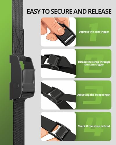 Lashing Straps with Buckles, 0.75'' x 48'' Tie Down Straps Ratchet - Image 6
