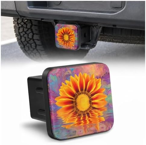 Abstract Sunflower 2" Hitch Cover, Rubber Towing Hitch Covers Hitch Protector by Unknown