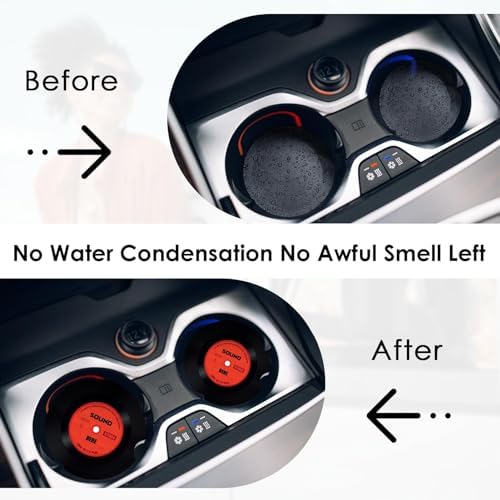 Britimes Car Coasters for Drinks, 2 Pack Ceramic Stone 2.56" Music Red - Image 3